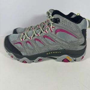 Merrell Moab 3 Low Waterproof Hiking Shoes for Ladies - Monument/Fuchsia Size 10
